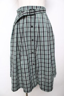 画像1: Fi.n.t / フロント釦ミドル丈チェックスカート F グリーン Y-25-11-24-121-CA-SK-SZ-ZY