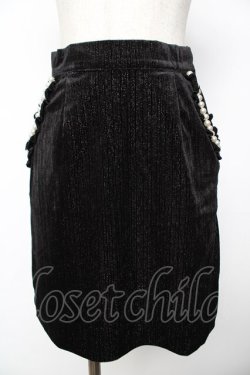 画像1: axes femme POETIQUE / ベロアミニスカート M 黒 Y-25-11-24-123-AX-SK-SZ-ZY