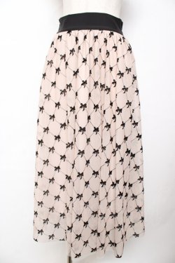 画像1: evelyn / リボン柄シアー重ねスカート  ピンク Y-25-11-24-127-LO-SK-SZ-ZY