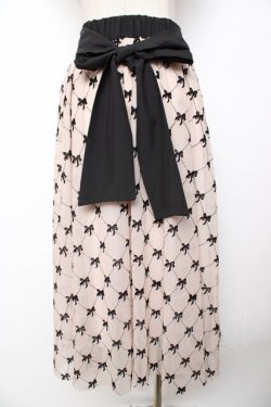 画像2: evelyn / リボン柄シアー重ねスカート  ピンク Y-25-11-24-127-LO-SK-SZ-ZY