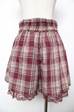 画像2: axes femme / チェックショートパンツ  ワイン Y-25-11-24-128-AX-PA-SZ-ZY