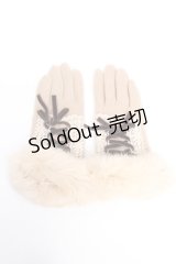 axes femme / レースアップファー付き手袋  ベージュ Y-25-11-24-015-AX-ZA-SZ-ZY