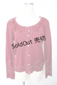 axes femme / ベロアリボンパールカーディガン  ワイン Y-25-11-24-037-AX-TO-SZ-ZY