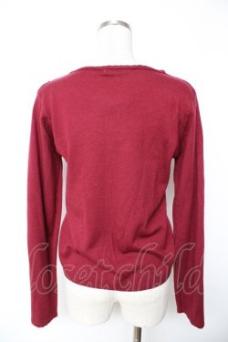 画像2: axes femme / ベロアリボンパールカーディガン  ワイン Y-25-11-24-037-AX-TO-SZ-ZY