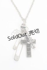 SEX POT ReVeNGe / 十字×安ピンネックレス  シルバー Y-25-11-26-001-SP-AC-SZ-ZY