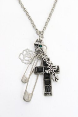 画像1: SEX POT ReVeNGe / 十字×安ピンネックレス  シルバー Y-25-11-26-001-SP-AC-SZ-ZY