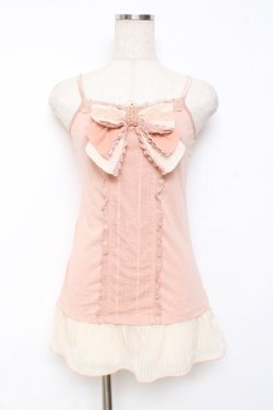 画像1: axes femme / /レースリボンキャミソール M 淡ピンク Y-25-11-26-027-AX-TO-SZ-ZY