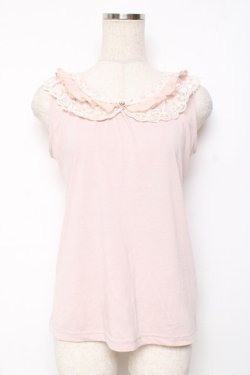 画像1: axes femme / エレガント襟タンク M 淡ピンク Y-25-11-26-032-AX-TO-SZ-ZY