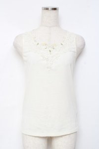 axes femme / /ビジュー×レースタンクトップ M 生成り Y-25-11-26-036-AX-TO-SZ-ZI