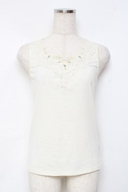 画像1: axes femme / /ビジュー×レースタンクトップ M 生成り Y-25-11-26-036-AX-TO-SZ-ZY