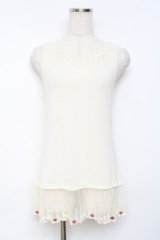 axes femme / 裾フラワータンク M 生成り Y-25-11-26-037-AX-TO-SZ-ZY