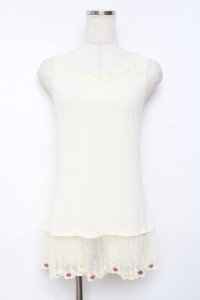 axes femme / 裾フラワータンク M 生成り Y-25-11-26-037-AX-TO-SZ-ZI