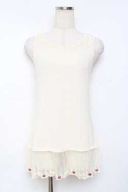 画像1: axes femme / 裾フラワータンク M 生成り Y-25-11-26-037-AX-TO-SZ-ZY