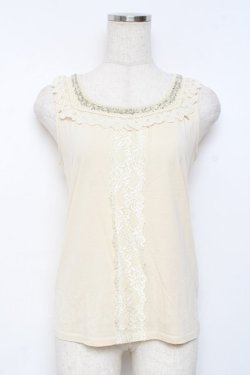 画像1: axes femme / ビーズラインタンクトップ M 生成り Y-25-11-26-040-AX-BL-SZ-ZY