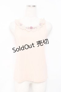 axes femme / ガーデンフリルレースタンク M 淡ピンク Y-25-11-26-041-AX-TO-SZ-ZY
