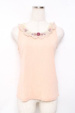 画像1: axes femme / ガーデンフリルレースタンク M 淡ピンク Y-25-11-26-041-AX-TO-SZ-ZY