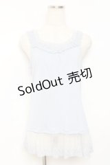 axes femme / 裾レースホルター付きタンクトップ M サックス Y-25-11-26-043-AX-TO-SZ-ZY
