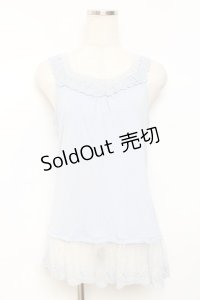 axes femme / 裾レースホルター付きタンクトップ M サックス Y-25-11-26-043-AX-TO-SZ-ZY