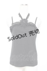 axes femme / ホルター付コサージュキャミ  黒 Y-25-11-26-044-AX-TO-SZ-ZY