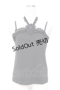 axes femme / ホルター付コサージュキャミ  黒 Y-25-11-26-044-AX-TO-SZ-ZY