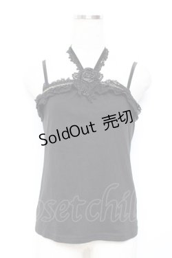 画像1: axes femme / ホルター付コサージュキャミ  黒 Y-25-11-26-044-AX-TO-SZ-ZY