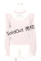 axes femme POETIQUE / リボン刺繍ブロッキングプルオーバー M ピンク Y-25-11-26-046-AX-TO-SZ-ZY