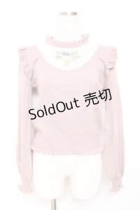 axes femme POETIQUE / リボン刺繍ブロッキングプルオーバー M ピンク Y-25-11-26-046-AX-TO-SZ-ZY