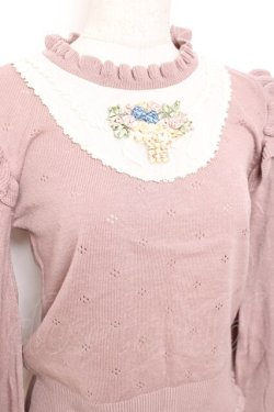 画像3: axes femme POETIQUE / リボン刺繍ブロッキングプルオーバー M ピンク Y-25-11-26-046-AX-TO-SZ-ZY