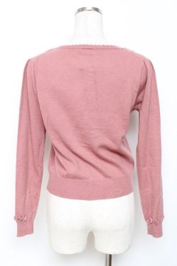 画像2: axes femme / パール配色ワッフルニットカーディガン M ピンク Y-25-11-26-049-AX-TO-SZ-ZY