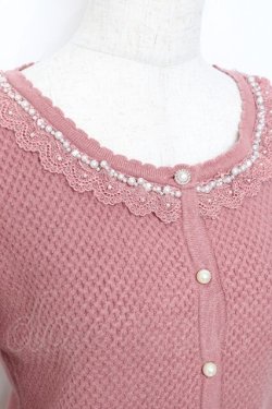 画像3: axes femme / パール配色ワッフルニットカーディガン M ピンク Y-25-11-26-049-AX-TO-SZ-ZY