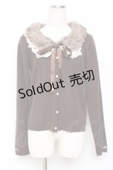 axes femme / 袖刺繍ファーティペ付きカーディガン M 茶 Y-25-11-26-050-AX-TO-SZ-ZY