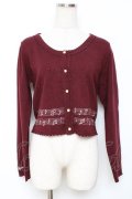 axes femme / メロディー刺繍カーディガン M ワイン Y-25-11-26-051-AX-TO-SZ-ZY