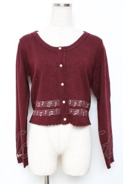 画像1: axes femme / メロディー刺繍カーディガン M ワイン Y-25-11-26-051-AX-TO-SZ-ZY