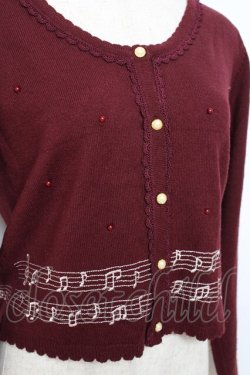 画像3: axes femme / メロディー刺繍カーディガン M ワイン Y-25-11-26-051-AX-TO-SZ-ZY