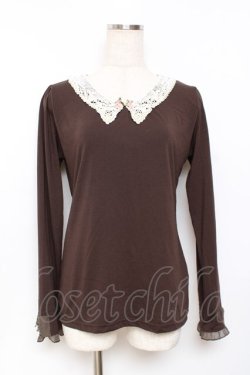 画像1: axes femme / 襟付き巻きバラプルオーバー M 茶 Y-25-11-26-053-AX-TO-SZ-ZY