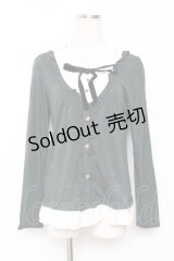 axes femme / 音符刺繍ブラウス M Dグリーン Y-25-11-26-054-AX-BL-SZ-ZY