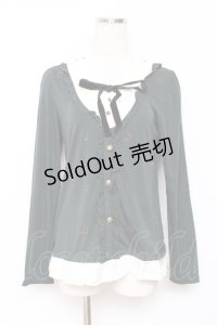 axes femme / 音符刺繍ブラウス M Dグリーン Y-25-11-26-054-AX-BL-SZ-ZY