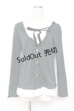 画像1: axes femme / 音符刺繍ブラウス M Dグリーン Y-25-11-26-054-AX-BL-SZ-ZY