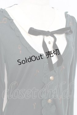 画像3: axes femme / 音符刺繍ブラウス M Dグリーン Y-25-11-26-054-AX-BL-SZ-ZY