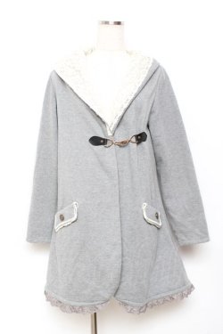 画像1: axes femme / ビットフードレースアカーディガン M グレー Y-25-11-26-056-AX-TO-SZ-ZY