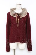 axes femme / ファー付ケーブル編カーディガン M ワイン Y-25-11-26-057-AX-TO-SZ-ZY