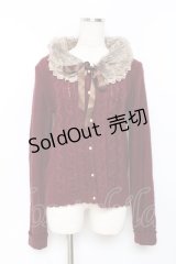 axes femme / ファー付ケーブル編カーディガン M ワイン Y-25-11-26-057-AX-TO-SZ-ZY