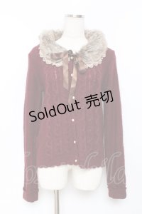 axes femme / ファー付ケーブル編カーディガン M ワイン Y-25-11-26-057-AX-TO-SZ-ZY