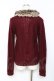 画像2: axes femme / ファー付ケーブル編カーディガン M ワイン Y-25-11-26-057-AX-TO-SZ-ZY (2)