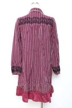 画像2: axes femme / ストライプシャツワンピース M ワイン Y-25-11-26-059-AX-TO-SZ-ZY