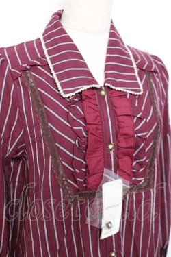 画像3: axes femme / ストライプシャツワンピース M ワイン Y-25-11-26-059-AX-TO-SZ-ZY