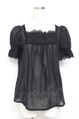 Moi-meme-Moitie / 逆十字レース半袖ブラウス 2 ブラック Y-25-11-26-069-MO-BL-SZ-ZY