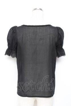 画像2: Moi-meme-Moitie / 逆十字レース半袖ブラウス 2 ブラック Y-25-11-26-069-MO-BL-SZ-ZY