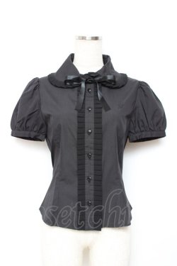 画像1: Moi-meme-Moitie / プリーツ半袖ブラウス 2 ブラック Y-25-11-26-070-MO-BL-SZ-ZY