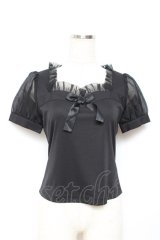 Moi-meme-Moitie / フリルリボンカットソー 2 ブラック Y-25-11-26-072-MO-TO-SZ-ZY